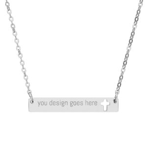 Engraved Cross Bar Necklace